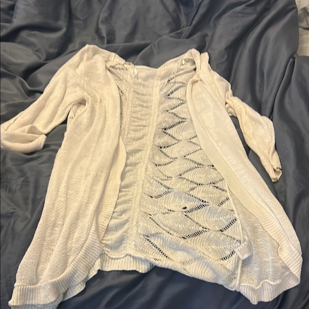 Maurices Cream Cardigan Sweater with Zigzag Design